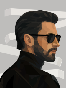 Facescape portrait – contemporary geometric artwork by Marie-Antoinette Rix